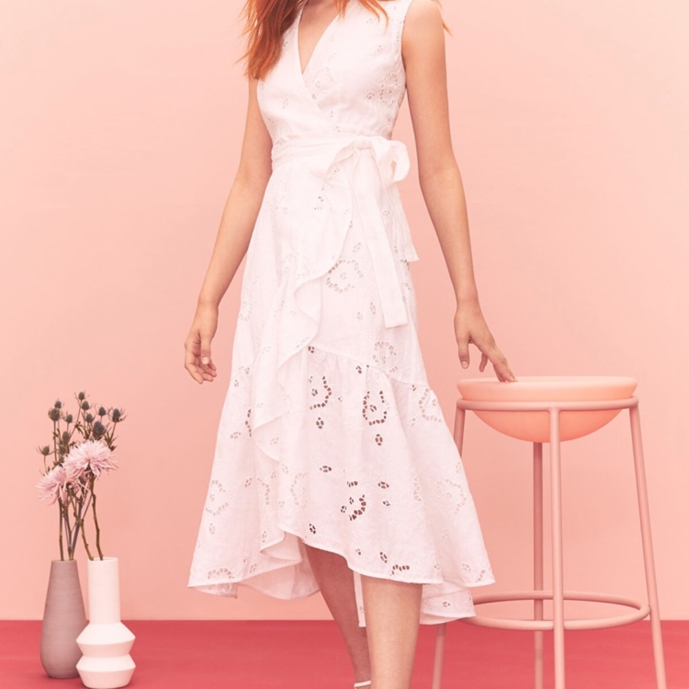 Rebecca Taylor white linen eyelet Terri dress